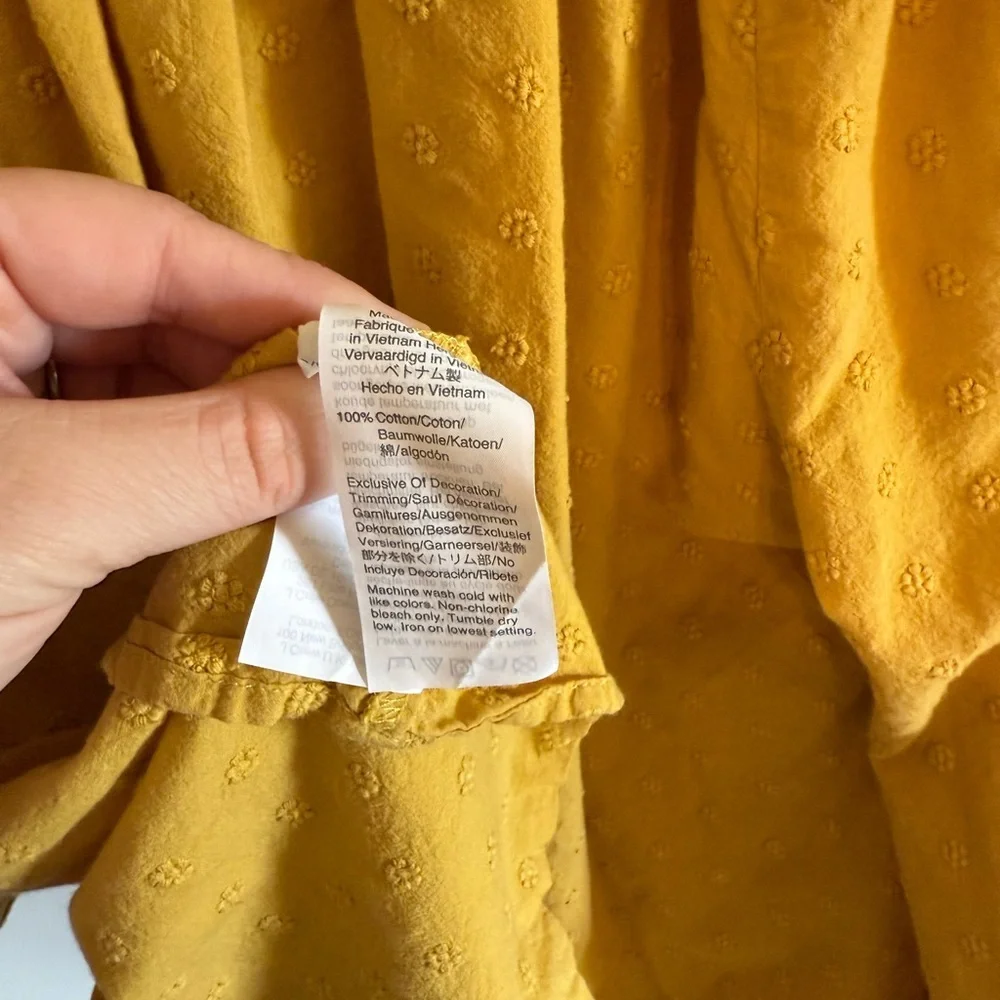 Madewell • Floral Embroidered Smocked Neck Raglan Top Ornate Gold Sz Small - Picture 9 of 9